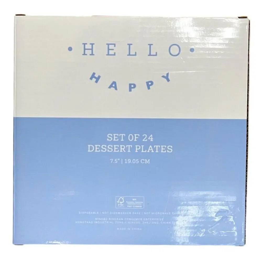Hello Happy Hello Happy Set of 24 Blue Floral Dessert Plates 7.5